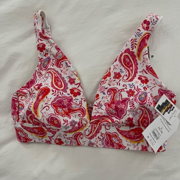 NWT Time and Tru Pink and White Bathing Suit Top Size L (12-14) - Picture 1 of 5